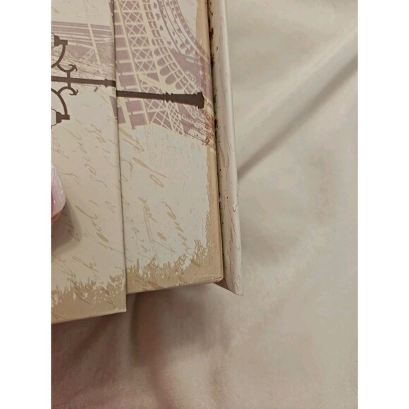 Elegant Storage Box Beige & Silver Paris Eiffel Tower Theme apprx 11.5 x 4.5 x4" - Picture 8 of 9
